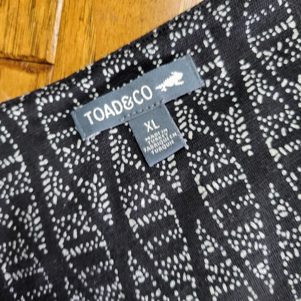 Toad & Co Rosalinda II Sheath Dress Women's XL Black Print Tencel Cotton Pockets - Picture 4 of 10